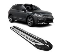 OMAC Trittbretter Seitenschweller Seitenbretter kompatibel mit VW Tiguan II 2016-2023 Schwarz-Silber Alu