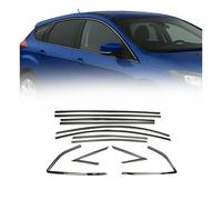 OMTEC Fensterleisten Zierleisten für Ford Focus 2011-2018 Schrägheck Chrom Dunkel 12x