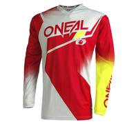 O'NEAL | Motocross-Jersey Langarm | MX Enduro | Gepolsterter Ellbogenschutz, V-Ausschnitt, atmungsaktiv | Element Jersey Racewear V.22 | Erwachsene | Rot Weiß Neon-Gelb | Größe S