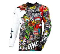 O'NEAL | Motocross Langarm-Shirt | MX Enduro Motorrad | Schnell trocknendes und leichtes Performance-Material, kragenloses Design | Mayhem Jersey Crank | Erwachsene | Schwarz Multi | Größe L