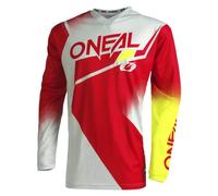 O'NEAL | Motocross-Jersey Langarm | MX Enduro | Gepolsterter Ellbogenschutz, V-Ausschnitt, atmungsaktiv | Element Jersey Racewear V.22 | Erwachsene | Rot Grau Neon-Gelb | Größe M