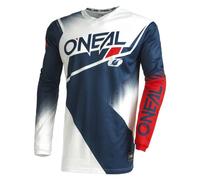 O'NEAL | Motocross-Jersey Langarm | MX Enduro | Gepolsterter Ellbogenschutz, V-Ausschnitt, atmungsaktiv | Element Jersey Racewear V.22 | Erwachsene | Blau Weiß Rot | Größe S