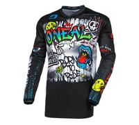 O'NEAL | Motocross-Jersey Langarm | MX Enduro | Gepolsterter Ellbogenschutz, V-Ausschnitt, atmungsaktiv | Element Jersey Rancid V.24 | Erwachsene | Schwarz Weiß | Größe XL