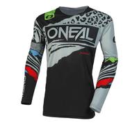 O'NEAL | Motocross-Shirt Langarm | MX Enduro DH FR Downhill Freeride | Athletische Passform, Schnell trocknend, Bündchenlose Ärmel | Mayhem Youth Jersey HEXX V.23 | Kinder | Schwarz Grau | Größe S