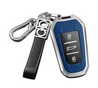 ontto Schlüsselhülle Autoschlüssel Hülle kompatibel mit Opel Crossland X Astra L Corsa Mokka kompatibel mit 208 308GT 2008 3008 Metall Schlüsseletui Schlüsselanhänger-Silber Blau
