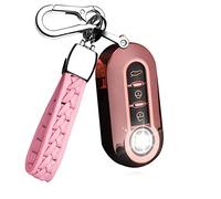 ontto TPU Autoschlüssel Hülle Schlüsselhülle Cover Passt für FIAT 500 500C 500L 500X Ducato Punto Bravo Panda Lancia Grande Stilo Linea Schlüsselanhänger Schutzhülle Schlüsselcover Schlüsseletui-Rosa