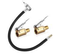 Opopark Ventilverlängerung Set,35cm Reifenfüller Schlauchadapter mit 2 Stück 8mm Autoventil Hebelstecker Air Chuck,Reifenfüllschlauch Messing Autoventil Adapter für Auto Fahrrad Motorrad Kompressor