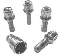 Felgenschloss M14x1.5x28mm Kugelbund R13 kompatibel mit Audi Bentley Cupra Ford Seat Skoda McLaren VW 4er Set schwarze Felgenschlösser Felgensicherung Radsicherungsschrauben Radsicherung