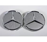 Original MERCEDES Felgendeckel Raddeckel x2 Star silber chrom B66470202