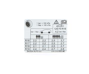 Original Skoda Karoq Kennschild für Reifendruck 57A010000AE