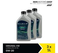Original VW Audi Seat Skoda LL IV FE 0W-20 508.00 509.00 3x1 Liter = 3 Liter