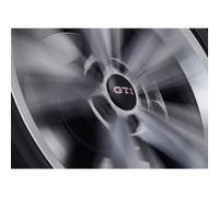 Volkswagen 000071213E Nabenkappen dynamisch Radnabenkappen (4 Stück), mit GTI Logo, schwarz/rot