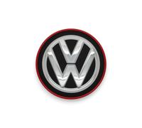VAG Ersatzteil Original Volkswagen - Set 4 Teile x Radkappen Mitte Räder Alufelgen (Chrom/Rot), 5G0601171BLYC