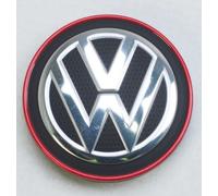 VAG Ersatzteil Original Volkswagen - Set 4 Teile x Radkappen Mitte Räder Alufelgen (Chrom/Rot), 5G0601171BLYC