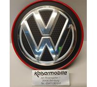 VAG Ersatzteil Original Volkswagen - Set 4 Teile x Radkappen Mitte Räder Alufelgen (Chrom/Rot), 5G0601171BLYC