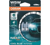 OSRAM COOL BLUE® INTENSE W5W, bis zu 4.000K, Halogen-Signallampe, Doppelblister (2 Lampen)