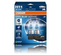 OSRAM COOL BLUE® INTENSE H11, 100% mehr Helligkeit, bis zu 5.000K, Halogen-Scheinwerferlampe, LED-Look, Hängebox (2 Lampen)