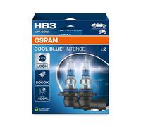 OSRAM COOL BLUE® INTENSE HB3, 100% mehr Helligkeit, bis zu 5.000K, Halogen-Scheinwerferlampe, LED-Look, Hängebox (2 Lampen)