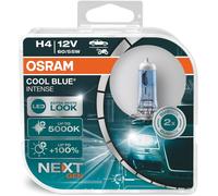 OSRAM COOL BLUE® INTENSE H4, +100% mehr Helligkeit, bis zu 5.000K, Halogen-Scheinwerferlampe, LED-Look, Duo Box (2 Lampen)