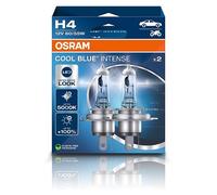 OSRAM COOL BLUE® INTENSE H4, 100% mehr Helligkeit, bis zu 5.000K, Halogen-Scheinwerferlampe, LED-Look, Hängebox (2 Lampen)