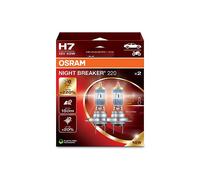 OSRAM NIGHT BREAKER 220, H7, 220% mehr Helligkeit, Halogen-Scheinwerferlampe, 64210NB220-2HB, Faltschachtel (2 Lampen), white