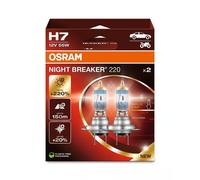 OSRAM NIGHT BREAKER 220, H7, 220% mehr Helligkeit, Halogen-Scheinwerferlampe, 64210NB220-2HB, Faltschachtel (2 Lampen), white