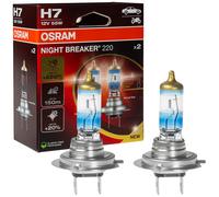 OSRAM NIGHT BREAKER 220, H7, 220% mehr Helligkeit, Halogen-Scheinwerferlampe, 64210NB220-2HB, Faltschachtel (2 Lampen), white