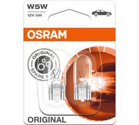 OSRAM ORIGINAL LINE 12V, W5W, Lampen mit Glasquetschsockeln, Doppelblister (2 Lampen)