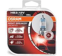 OSRAM NIGHT BREAKER® UNLIMITED HB3 Halogenlampe, 12V, 60W, P20d, Duo-Box