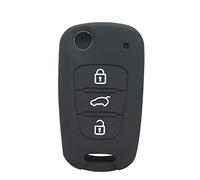 OTMIK Silikon Autoschlüssel Abdeckung Fall passend für Hyundai i20 ix35 i30 für Kia Rio 3 sportedge ceed Soul Cerato 2 klappbare Schlüsselhülle Zubehör (3 Knöpfe Schwarz)