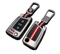 OTMIK Zinklegierung Autoschlüsselabdeckung Kompatibel mit VW Volkswagen Polo Golf 7 MK7 Tiguan Octavia Kodiaq Karoq Ateca Leon 3 Knöpfe Autoschlüssel Schutz (Matt A)