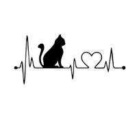 Outanaya 4 Stück Autoaufkleber Katzen Herzschlag Motiv Wasserbeständige Lkw und Fenstertattoo Selbstklebende Stoßstangen Deko für Glatte Oberflächen