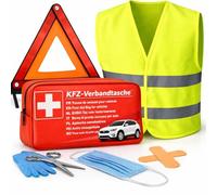 OwnWheel 3 in 1- Set KFZ Pannenset geprüft 2026 & Autozubehör - Auto Erste Hilfe Set mit Verbandskasten & Warnweste & Warndreieck für StVO