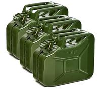 Oxid7® by BW Benzinkanister Metall 3x 10 Liter - Kraftstoffkanister Olivgrün RAL 6003 - UN-zertifiziert - 0,9mm Stahl DIN 7274 - Für Benzin, Diesel, E10, 2-Takt - Made in Europe