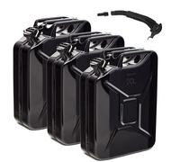 Oxid7® by BW Benzinkanister Metall 3x 20 Liter mit 3x Ausgießer - Kraftstoffkanister Schwarz RAL 9005 - UN-zertifiziert - 0,9mm Stahl DIN 7274 - Made in Europe