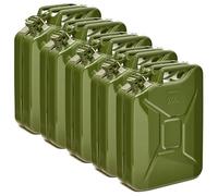 Oxid7® 5X Benzinkanister Kraftstoffkanister Metall 20 Liter - mit UN-Zulassung - TÜV Rheinland Zertifiziert - Bauart geprüft - Einbrennlackiert - Jerry Can mit Bajonettverschluss - Olivgrün