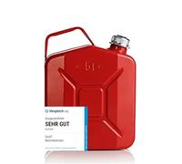 Oxid7® Kraftstoffkanister aus Metall mit Schraubverschluss | 5 Liter Benzinkanister | Benzin, Diesel & Bio-Ethanol geeignet | 5L Treibstoff Kanister mit UN-Zulassung & Bauart geprüft [Rot]