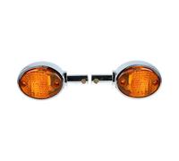 Paar Lenkerblinkleuchte 8580.26 - Chromlook + oranges Glas - Vogelserie, passend f. MZ ES