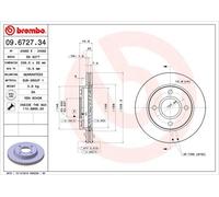 Pack von 2 - Bremsscheibe 09.6727.34 BREMBO für FORD MAZDA CARBODIES LTI
