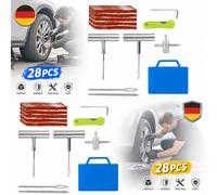 Pannenset Reifenreparatur Set Kompakt Metall Tragbar 28 Tlg mit Kleber Repair