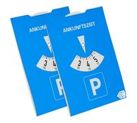 Parkscheibe, 2 Stück, in Blau, aus Papier, doppelseitig einstellbar, Parkuhr mit ANKUNFTSZEIT, für Auto, LKW, Wohnmobil, Parking Disc Blue, Parkscheiben, Parkkarte, blaue Papier Park Scheibe Karte