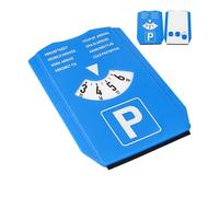 Parkscheibe mit Eiskratzer, 1 Stück, in Blau, acht Sprachen, Parkuhr Set mit Reifenprofilmesser und Einkaufswagenchip, für Auto, LKW, Wohnmobil, Parking Disc Blue, Parkkarte, Park Scheibe Ankunftszeit