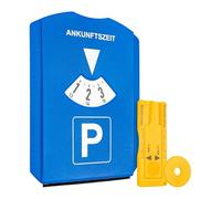 Parkscheibe mit Eiskratzer, 1 Stück, in Blau, Parkuhr inkl. Reifenprofilmesser und Einkaufswagenchip, für Auto, LKW, Wohnmobil, Parking Disc Blue, Parkscheiben, Parkkarte, Park Scheibe Ankunftszeit