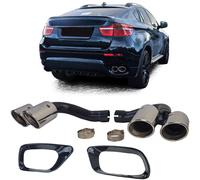 Passt für BMW X6 E71 30d 40d ab 2010-2014 Auspuff Endrohre Doppelrohr Chrom