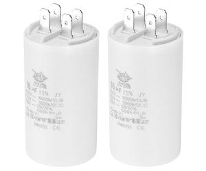 PATIKIL 2 Stück CBB60 Kondensator, 16µF 450V Anlaufkondensator Plastik Motorkondensator Arbeitskondensator mit 4 Pins für Elektromotoren und Pumpen Elektromotor, 72x84mm, Weiß