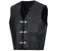 PAULGOS Lederweste Weste Kutte Leder Biker Rocker Motorrad Clubweste Bikerweste Motorradweste Schwarz BW1 (M, Schwarz)