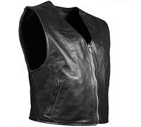 PAULGOS Lederweste Weste Kutte Leder Biker Rocker Motorrad Clubweste Bikerweste Motorradweste Schwarz BW12 (Schwarz, 4XL)