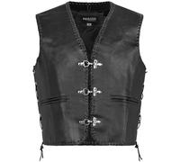 PAULGOS Lederweste Weste Kutte Leder Biker Rocker Motorrad Clubweste Bikerweste Motorradweste Schwarz BW6 (Schwarz, XL)