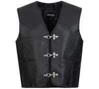 PAULGOS Lederweste Weste Kutte Leder Biker Rocker Motorrad Clubweste Bikerweste Motorradweste Schwarz BW1 (DE/NL/SE/PL, Alphanumerisch, 7XL, Regular, Regular, Schwarz)