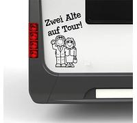 Pegatina Promotion Wohnmobil Wohnwagen Aufkleber Zwei lustige Senioren Zwei Alte auf Tour ca 30cm WOMI WOWA Camping